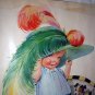 Large C.TWELVETREES Magazine Cover Art Print-Girl Trying on Hat with Feather