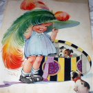 Large C.TWELVETREES Magazine Cover Art Print-Girl Trying on Hat with Feather Large C.TWELVETREES Magazine Cover Art Print-Girl Trying on Hat with Feather