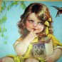 Sweet Little Girl Dressed In Yellow-Vintage Artwork Illustration