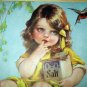 Sweet Little Girl Dressed In Yellow-Vintage Artwork Illustration