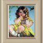 Sweet Little Girl Dressed In Yellow-Vintage Artwork Illustration