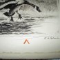 R.H.PALENSKIE-Coming Out Of The Clouds-Vintage Dry Point Print-Canadian Geese and Moose