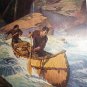 1927 HOMEWARD BOUND-Men In Canoe on Rapids Vintage Lithograph Print-WM. ABBOTT CHEEVER
