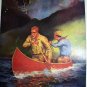 THE RACE-1930 Vintage Lithograph Print-Men In Canoe Outriding Thunderstorm-W.A.CHEEVER