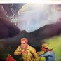THE RACE-1930 Vintage Lithograph Print-Men In Canoe Outriding Thunderstorm-W.A.CHEEVER
