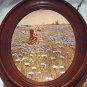 THE BLUE MEADOW Vintage Lithograph Print-Sweet Dutch Girls Picking Blue Flowers