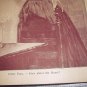 Antique Sepia Lithograph Print-Pretty Little Girl Smiling In Mirror-