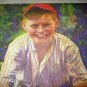 BOY PLAYING BASEBALL WITH HIS CATCHERS MITT-VINTAGE ILLUSTRATION