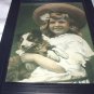 Sweet 1907 Print-Little Girl in Hat Holding Miniature Collie Dog