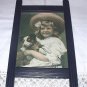 Sweet 1907 Print-Little Girl in Hat Holding Miniature Collie Dog