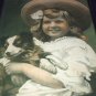 Sweet 1907 Print-Little Girl in Hat Holding Miniature Collie Dog