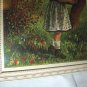 Late 1800s Antique Chromolithograph-Sweet Girl Picking Apples