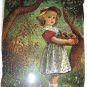 Late 1800s Antique Chromolithograph-Sweet Girl Picking Apples