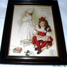 1903 MAUD HUMPHREY-LITTLE SISTERS PLAYING SCHOOL-ANTIQUE WALNUT FRAME