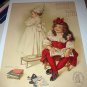 1903 MAUD HUMPHREY-LITTLE SISTERS PLAYING SCHOOL-ANTIQUE WALNUT FRAME