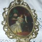 Sweet Courting Victorian Couple Sitting in Parlor-Oval Metal Convex Frame
