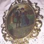 Edwardian Couple Walking In Park-Oval Convex Metal Frame