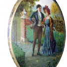 Edwardian Couple Walking In Park-Oval Convex Metal Frame