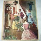 Victorian Christmas Gathering Decorating Home Vintage Lithograph Print