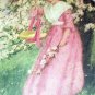 1909 Lovely Victorian Lady in Pink Under Flowered Tree Antique Print