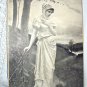 Beautiful Demure Victorian Woman Walking Down Path Antique Print
