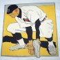 Vintage Calendar Artwork-Baseball Player Practicing Catcher