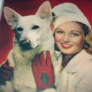 Beautiful Rare White German Shephard Dog with Lovely Lady Calendar Artwork Lithograph Print