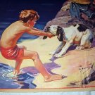 Vintage Magazine Artwork-Hy Hintermeister-Reluctant Dog Near Water