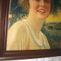 1919 Pastel DeLavel Chromolithograph Smiling Lady farm Tractor Hay Delaval Print