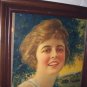 1919 Pastel DeLavel Chromolithograph Smiling Lady farm Tractor Hay Delaval Print