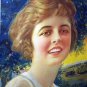 1919 Pastel DeLavel Chromolithograph Smiling Lady farm Tractor Hay Delaval Print