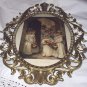 **REDUCED**Antique 5 Sweet Young BRIDESMAIDS with flower baskets-Oval Metal Frame