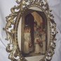 **REDUCED**Antique 5 Sweet Young BRIDESMAIDS with flower baskets-Oval Metal Frame
