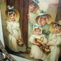 **REDUCED**Antique 5 Sweet Young BRIDESMAIDS with flower baskets-Oval Metal Frame