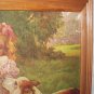**REDUCED**Sweet Vintage Large Flawed Print-Girl,Collie Dog,Picnic Basket