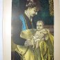 Antique Coloured Engraving-Mother Holding Baby