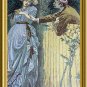 Antique Coloured Engraving-Man Romancing Victorian Lady in Rose Garden