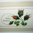 Lovely UNUSED Antique Postcard-Bud Roses A Happy Birthday