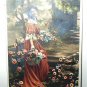 Victorian Beauty in Flower Garden-USED 1900s Postcard