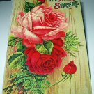 Cabbage Roses Used 1912 Postcard-Wishes Sincere