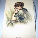 CLARENCE F. UNDERWOOD-Signed Antique Postcard-UNUSED Watercolor-THE FLIRT