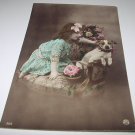 Antique Real Photo Postcard-Used-1914-Little Girl with Dog in Chair