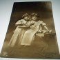 1920 Antique Real People Used Postcard-Happy Easter-Two Sisters with Baby Chicks