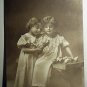 1920 Antique Real People Used Postcard-Happy Easter-Two Sisters with Baby Chicks