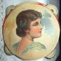Lovely Antique Diecut Scrap-Portrait of Victorian Woman with holly in hair