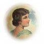 Lovely Antique Diecut Scrap-Portrait of Victorian Woman with holly in hair