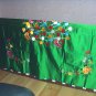 GORGEOUS Vintage Green Satin Embroidered PEACOCK Fabric with smaller flower detailing