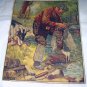 J.F.Kernan-A Pair Of Boots-Vintage Lithograph Print-Man Fly Fishing,Billy Goat,Wet Boots