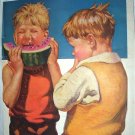 Sweet Little Boys,One Enjoying a Watermelon-J.F.Kernan Artist-Magazine Artwork Sweet Little Boys,One Enjoying a Watermelon-J.F.Kernan Artist-Magazine Artwork