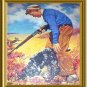J.F.KERNAN-Young Boy Hunting with rifle,Springer Spaniel Dog-Vntg Magazine Artwork